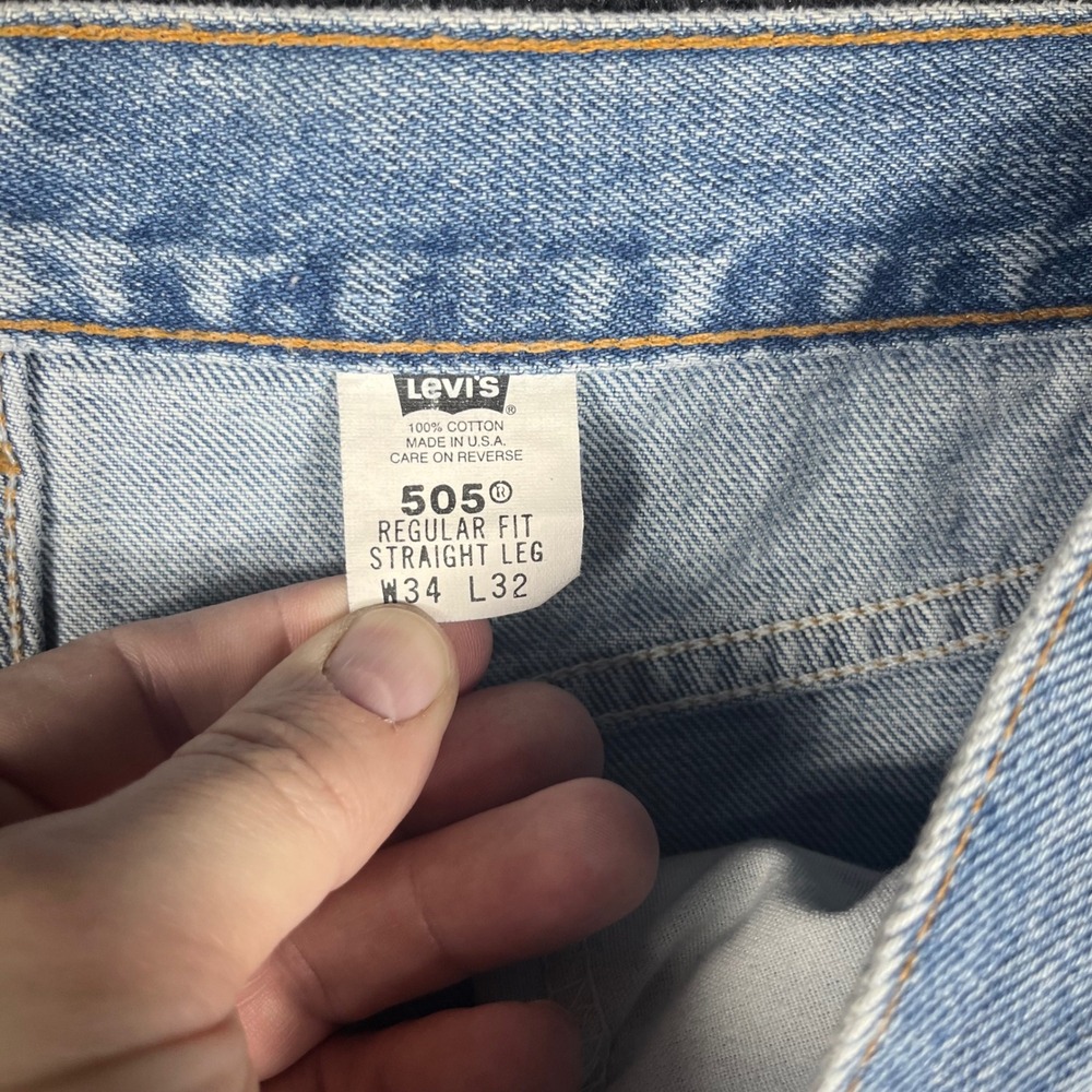 Vintage Levis 505 Regular Fit Jeans Mens 34 Light Wash Blue Straight Leg USA - Picture 7 of 8